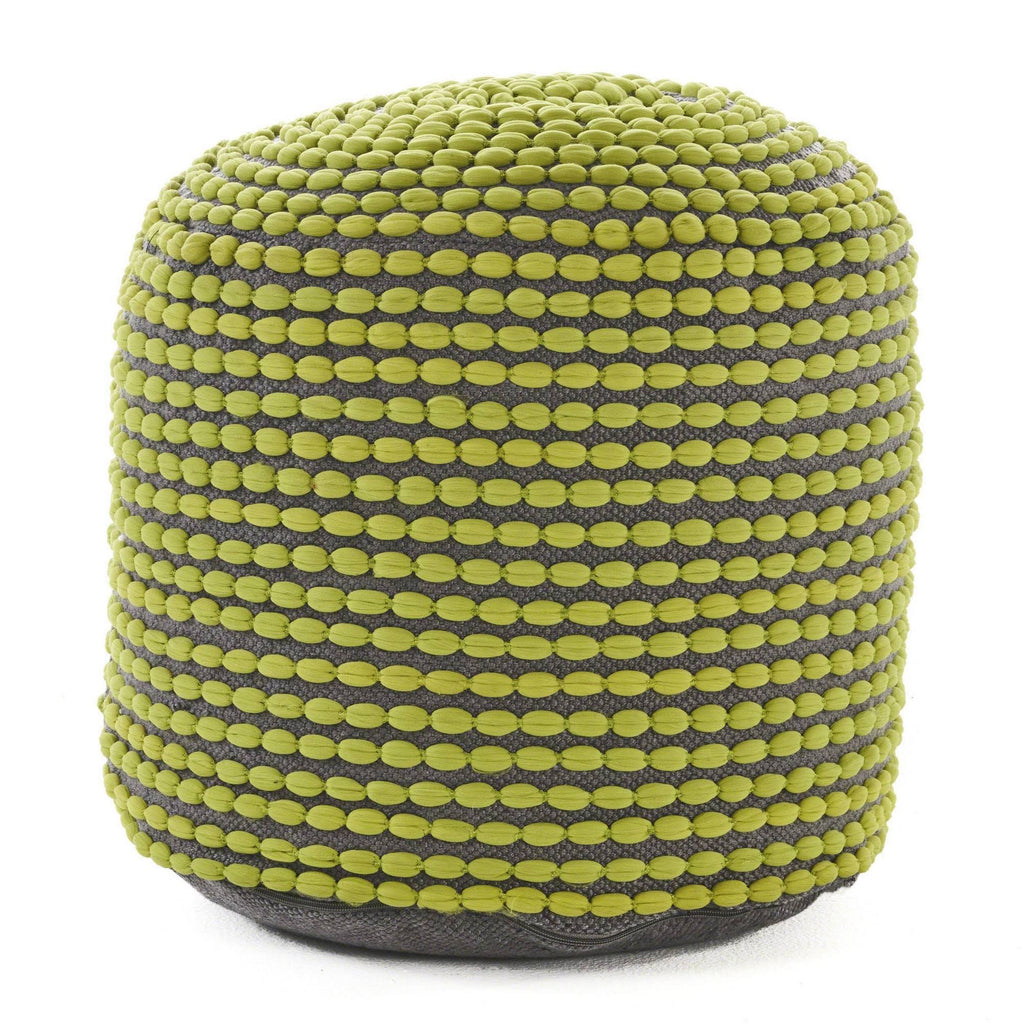 Green Handcrafted Fabric Ottoman Pouf B10261