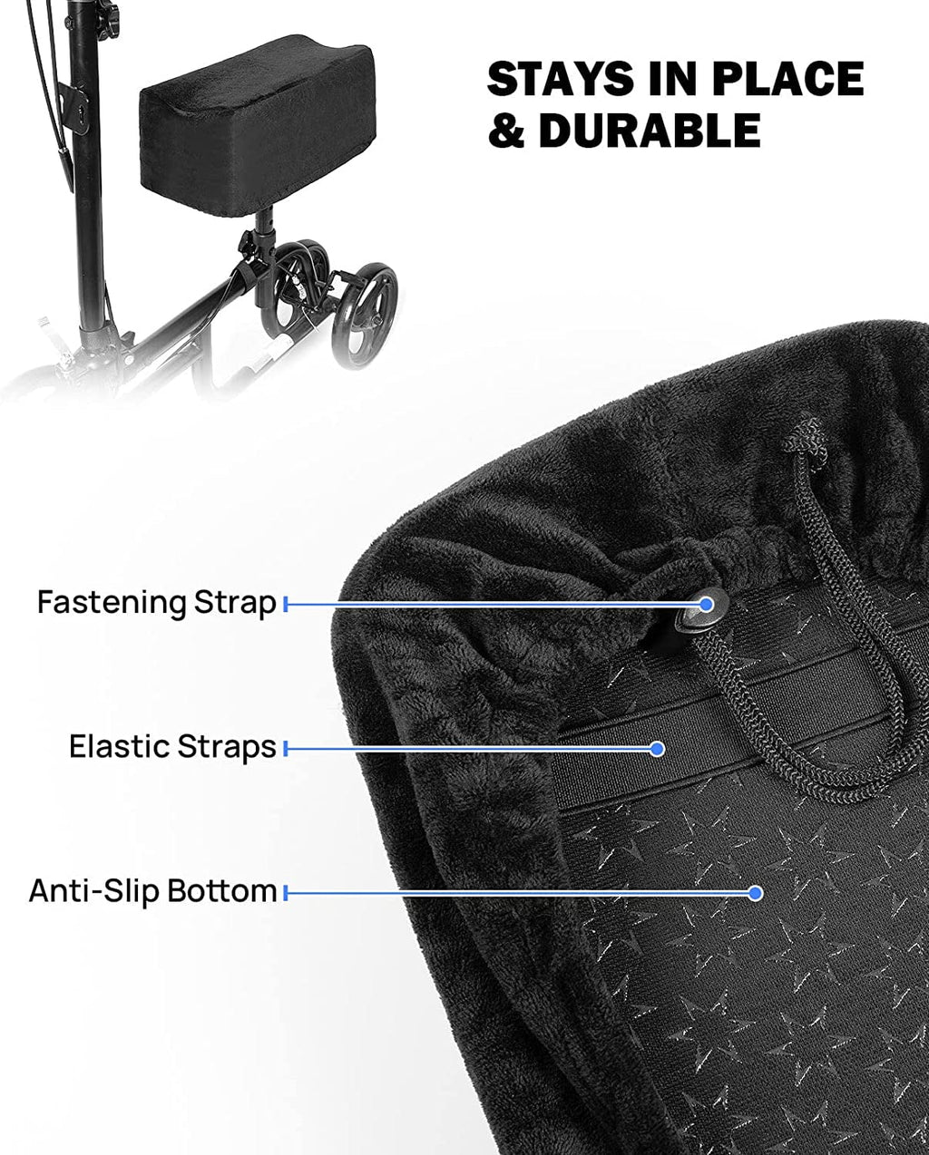 Black Memory Foam Knee Scooter Seat Cushion Z7738