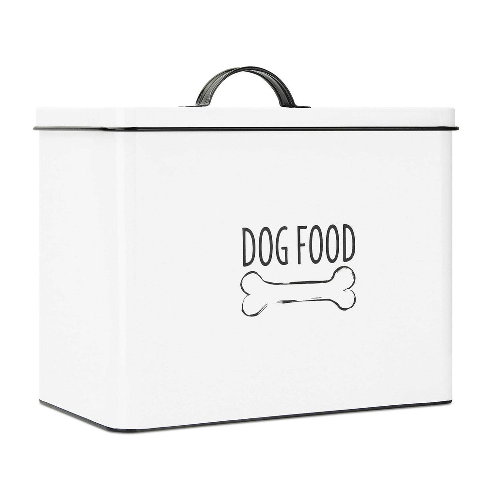 White Metal Dog Food Storage Container with Lid V564