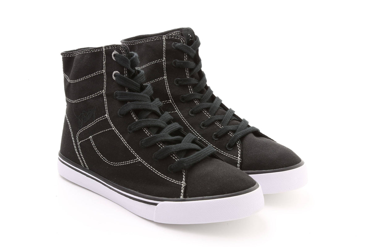 Black Red Canvas High Tops H617