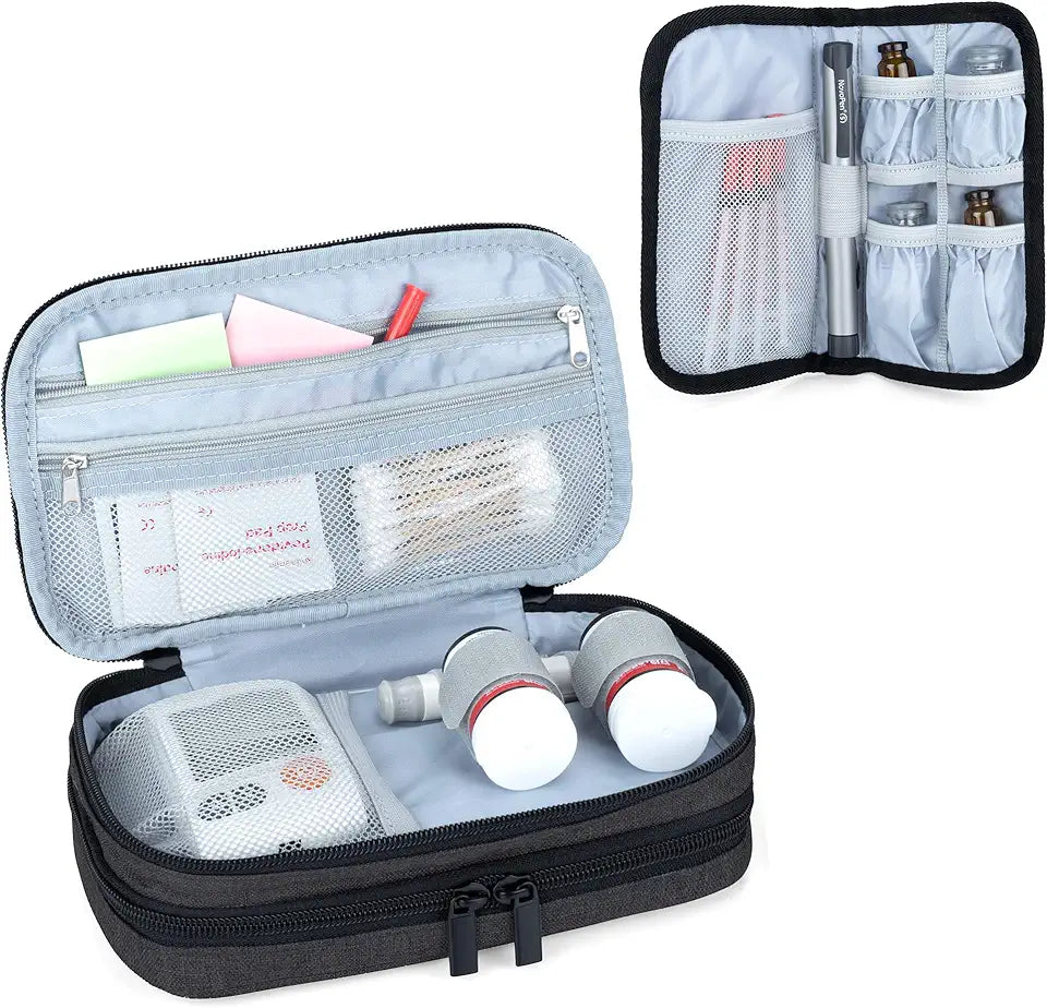 Black Double Layer Insulin Travel Case J764
