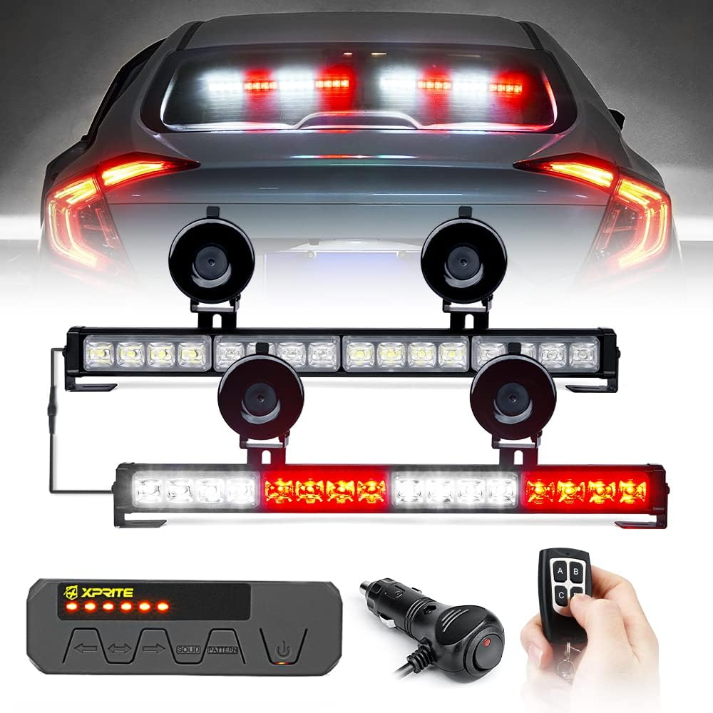 Amber LED Emergency Strobe Light Bar with Wireless Remote, Pack of 2 S57754