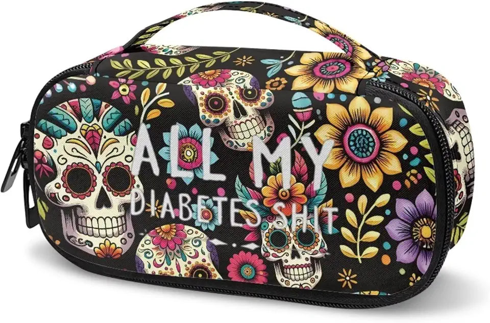 Insulin Cooler Travel Case Flower Skull Pattern I8962