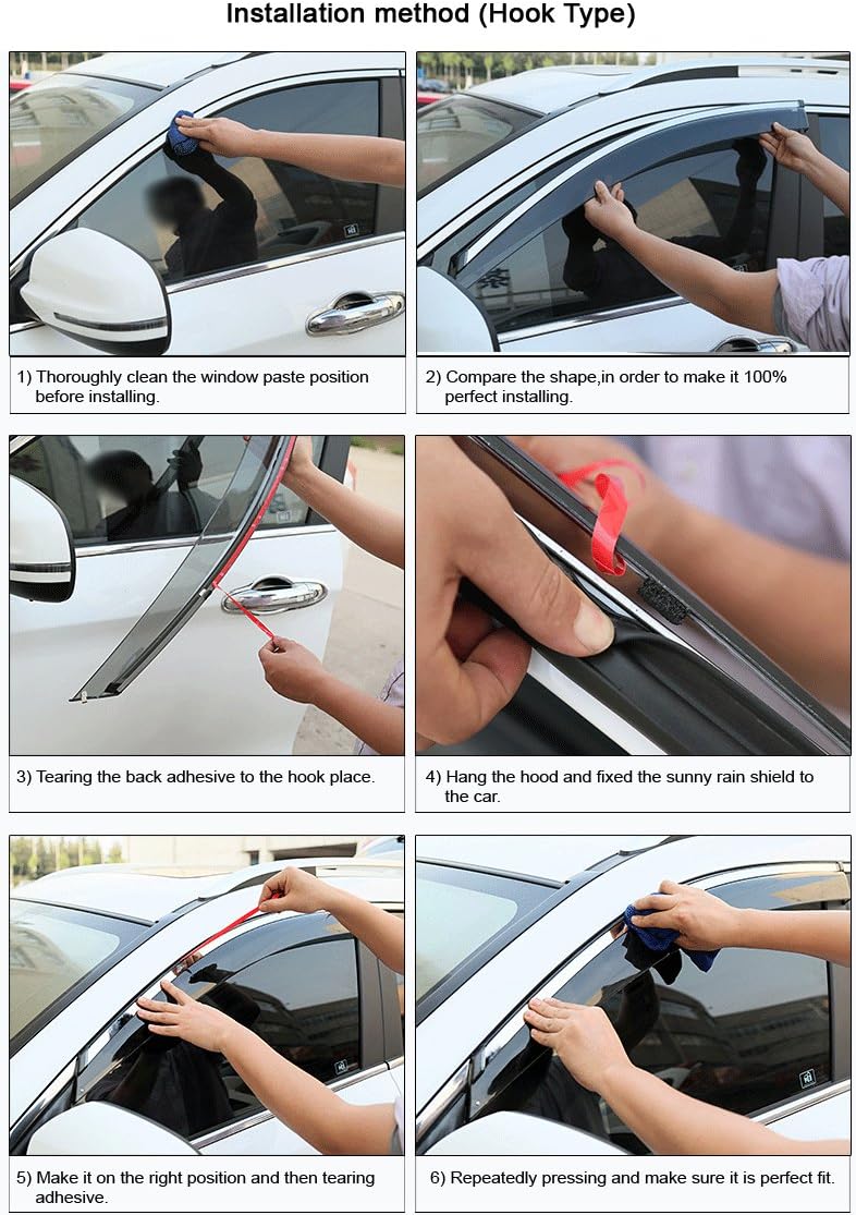 Car Window Visor Vent Shade Deflector Sun/Rain Guards Pack of 2 P503
