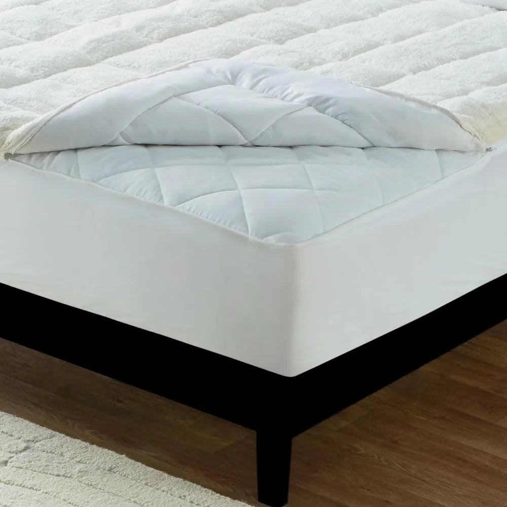 Reversible King Polyester Ivory Mattress Topper E99966