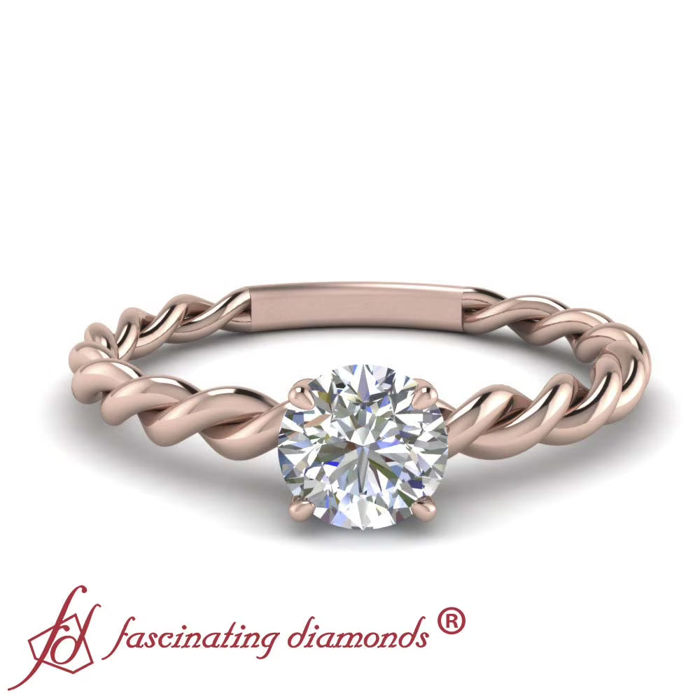 14K Gold Twisted Engagement Ring Diamond U530