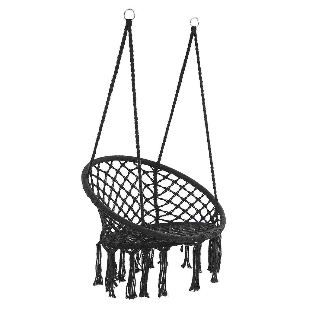 Hammock Chair Macrame Swing Chair Handmade Knitted Cotton Rope White A94322