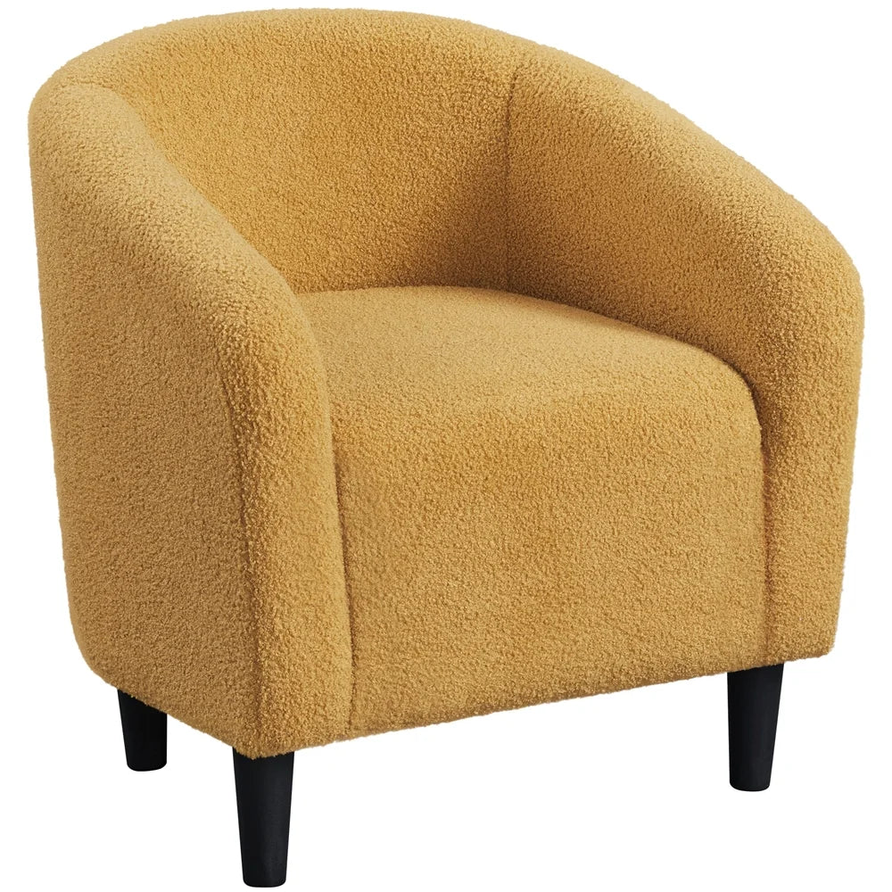 Mustard Yellow Upholstered Barrel Accent Chair V9724