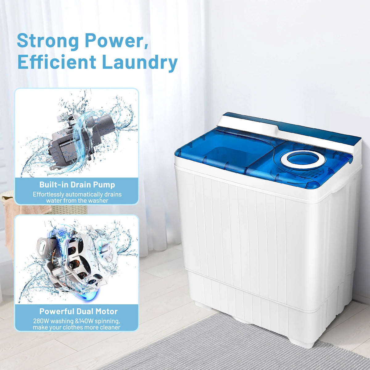 Portable Semi-automatic Washing Machine Blue H680931