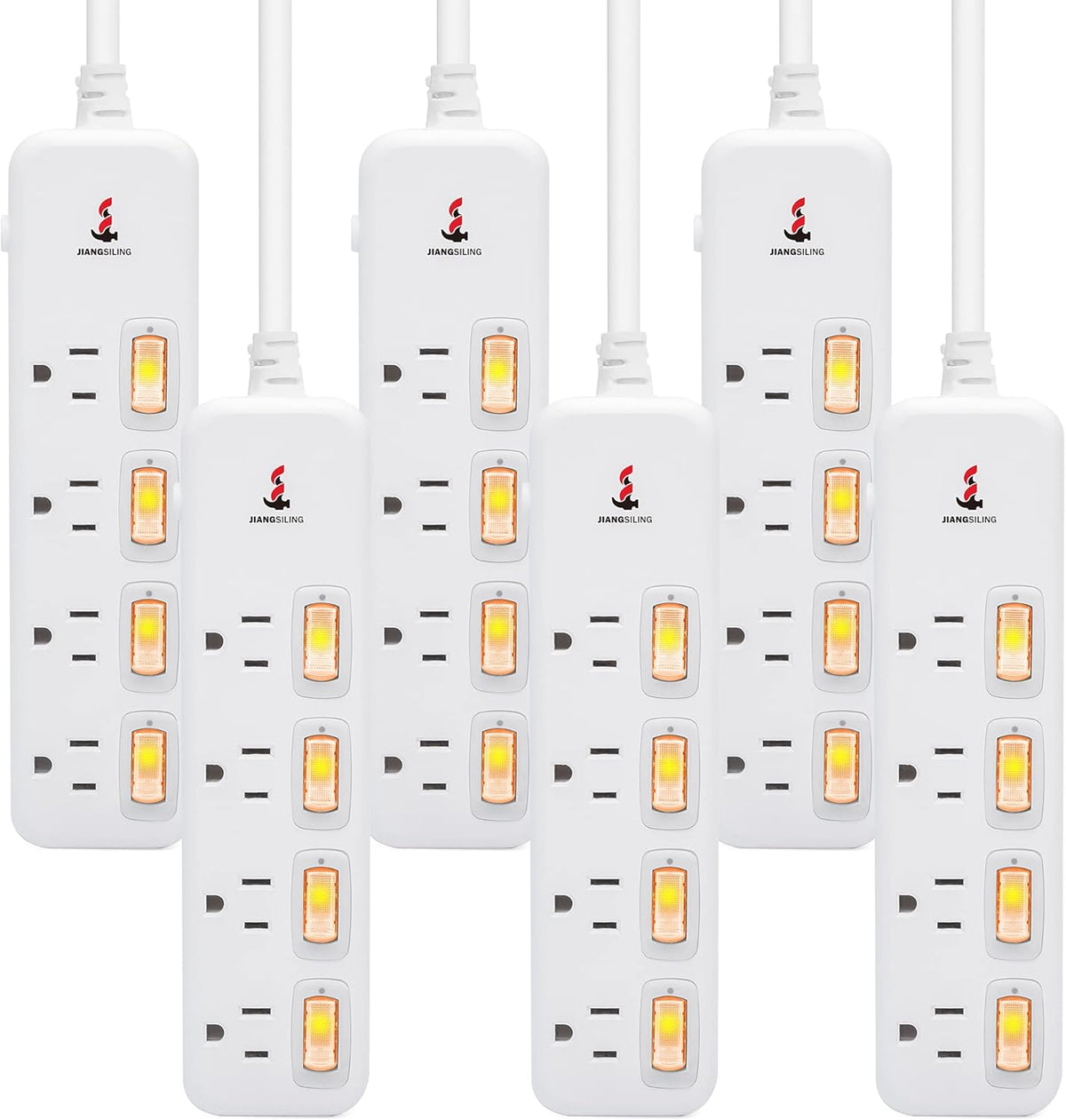 6 ft White Power Strip Surge Protector, 4 Outlets, Pack of 2 L674