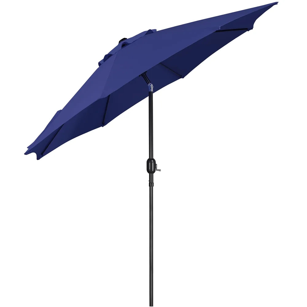 9FT Patio Umbrella with Push Button Tilt and Crank, Navy Blue S2212