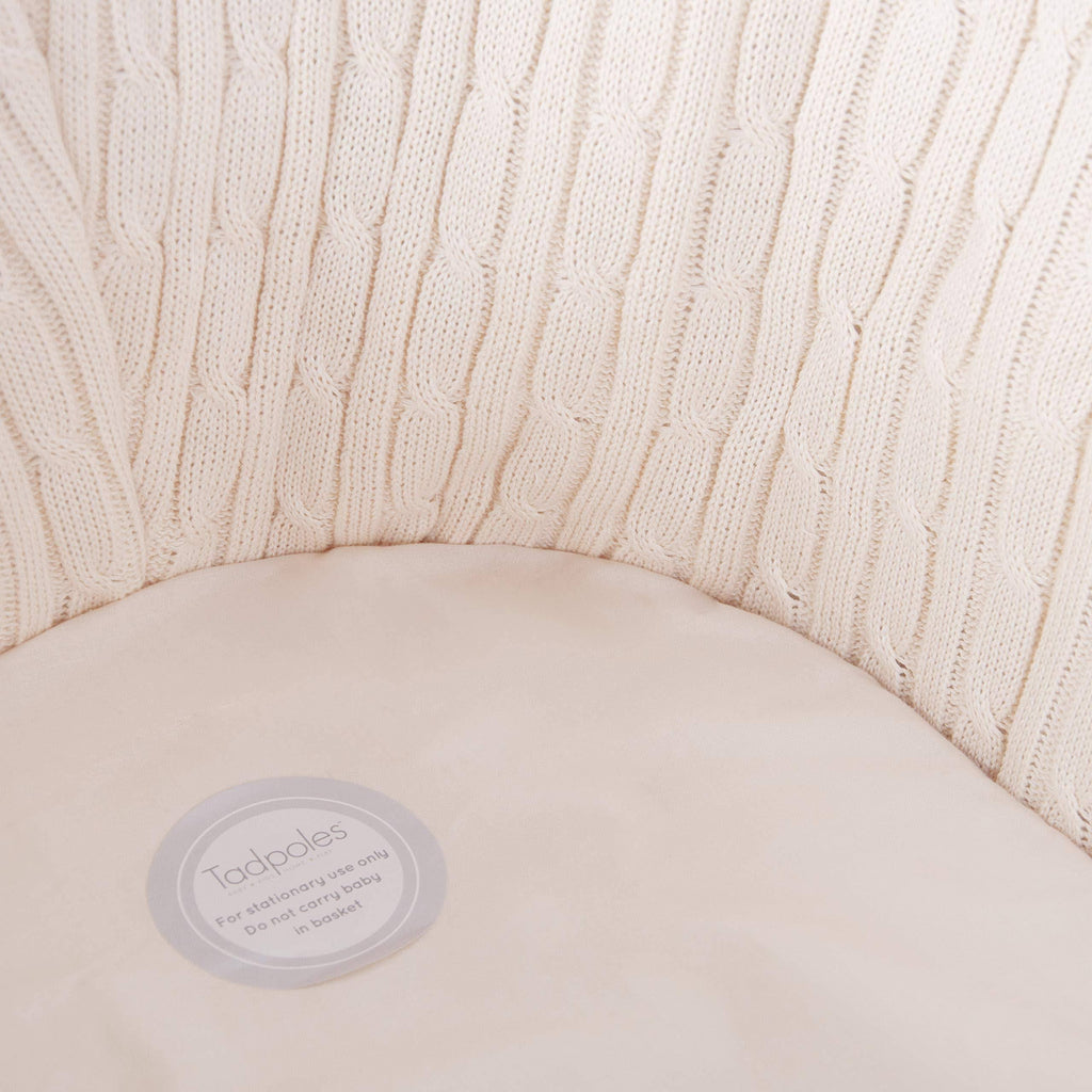 Natural Cable Knit Moses Basket and Bedding Set W462759