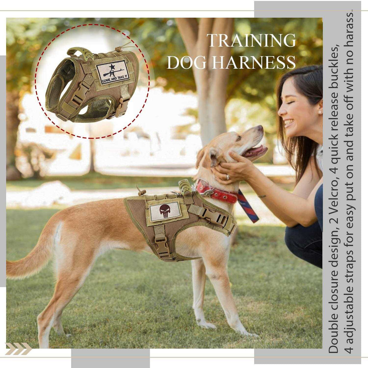 Adjustable MOLLE Dog Training Harness with Rubber Handle Z384898