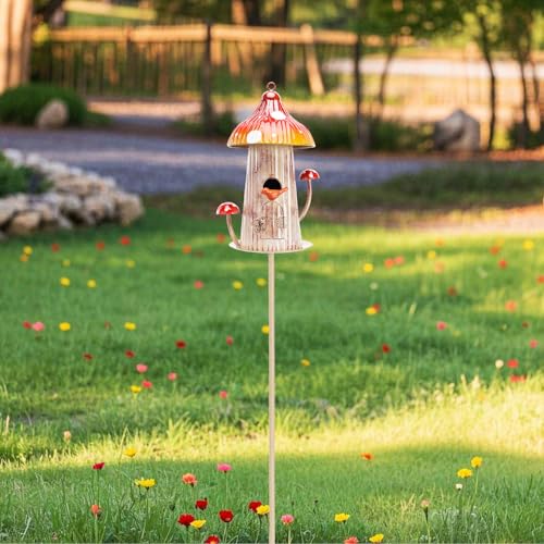 Metal Mushroom Birdhouse Stake T6333