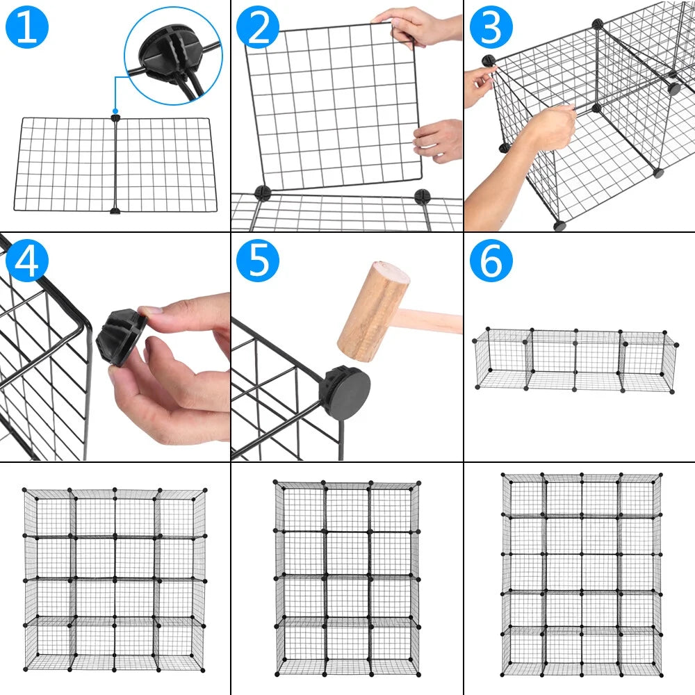 12-Cube Metal Wire Cube Storage Shelves W7504