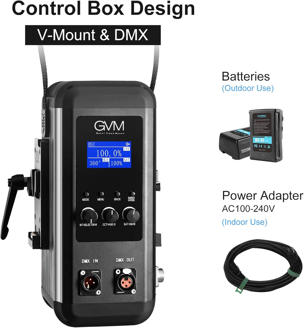 Dual Head Video Light 200W Bi-Color Continuous Lighting with Bowens, V-Mount, DMX, RGB, CRI97, 2700-7500K R8026
