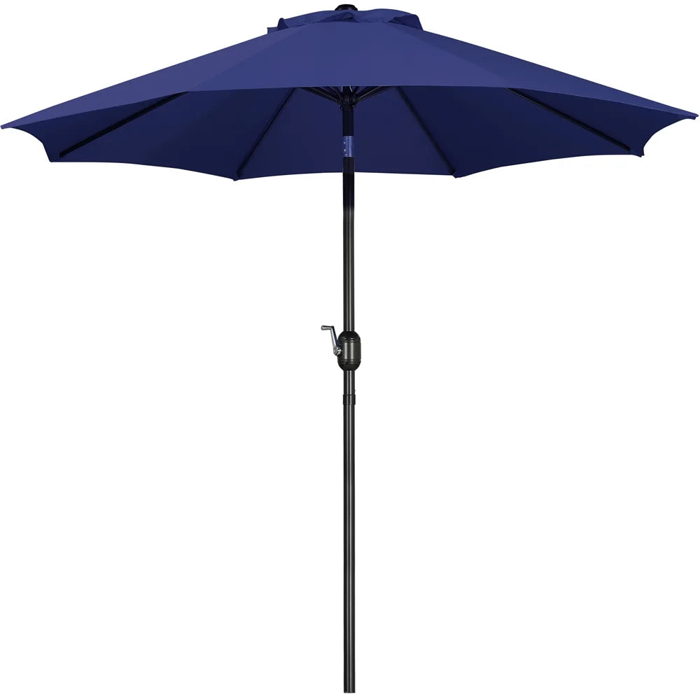 9FT Patio Umbrella with Push Button Tilt and Crank, Navy Blue S2212
