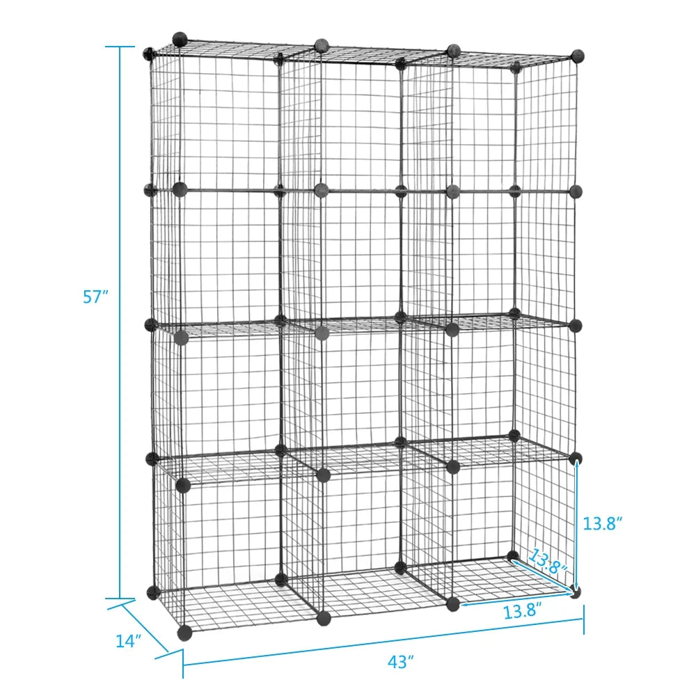 12-Cube Metal Wire Cube Storage Shelves W7504