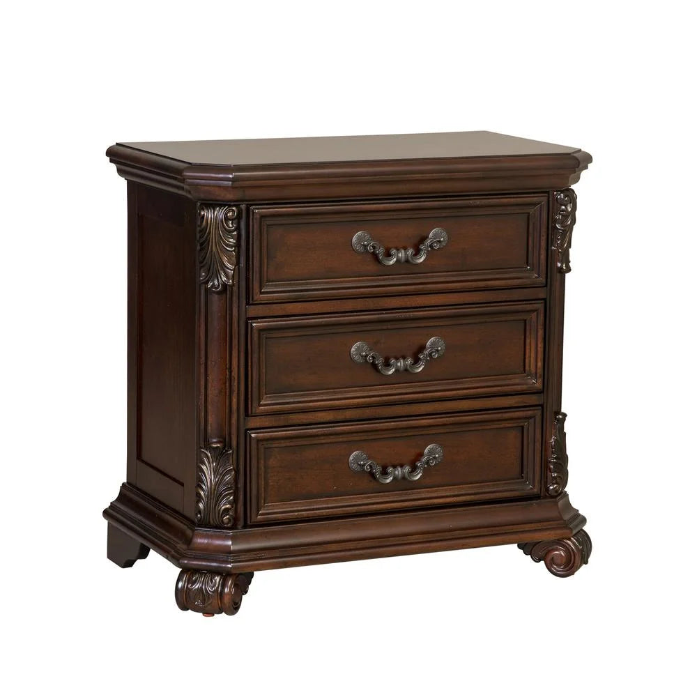 Dark Brown 3 Drawer Night Stand H700