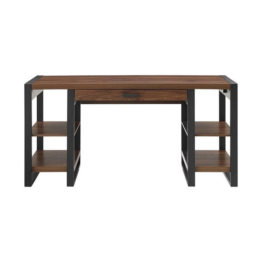 60" Industrial Wood Computer Desk in Dark Walnut Z653