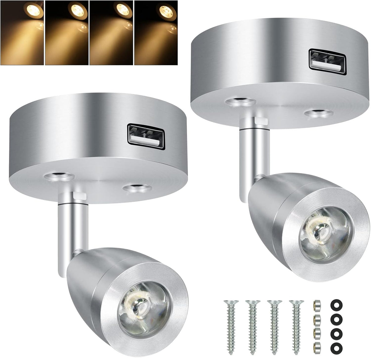 4PCS DC12-24V LED Aluminum Dimmable Warm White Reading Lamp C1377