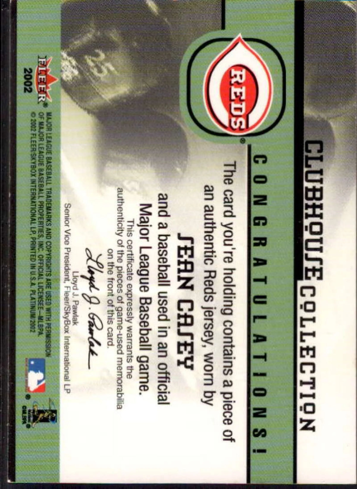 2002 Platinum Clubhouse Memorabilia Combos #6 J893