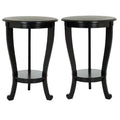 Black Wood Pedestal Side Table Set of 2 I740